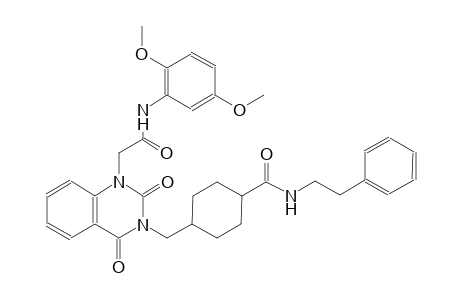 4-[(1-[2-(2,5-dimethoxyanilino)-2-oxoethyl]-2,4-dioxo-1,4-dihydro-3(2H)-quinazolinyl)methyl]-N-(2-phenylethyl)cyclohexanecarboxamide
