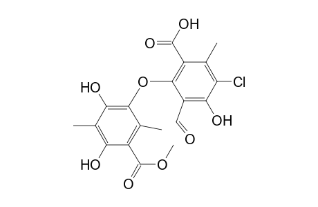 Benzoic acid, 3-(2-carboxy-4-chloro-6-formyl-5-hydroxy-3-methylphenoxy)-4,6-dihydro xy-2,5-dimethyl-, methyl ester