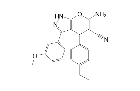 6-amino-4-(4-ethylphenyl)-3-(3-methoxyphenyl)-1,4-dihydropyrano[2,3-c]pyrazole-5-carbonitrile