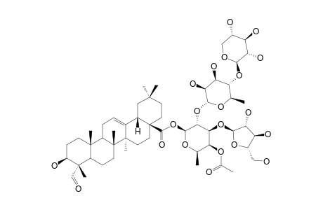 SNATZKEIN-F;3-BETA-HYDROXYOLEAN-12-EN-23-OXO-28-OIC-ACID-28-O-[BETA-D-XYLOPYRANOSYL-(1->4)-ALPHA-L-RHAMNOPYRANOSYL-(1->2)]-[BETA-L-ARABINOFURANOSYL-(1->3)-BETA