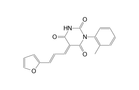 2,4,6(1H,3H,5H)-pyrimidinetrione, 5-[(2E)-3-(2-furanyl)-2-propenylidene]-1-(2-methylphenyl)-, (5E)-