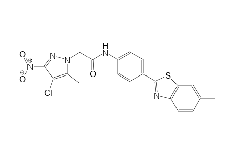 2-(4-chloro-5-methyl-3-nitro-1H-pyrazol-1-yl)-N-[4-(6-methyl-1,3-benzothiazol-2-yl)phenyl]acetamide