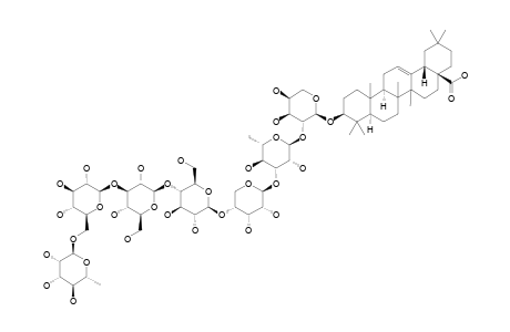 OLEANOLIC-ACID-3-O-ALPHA-L-RHAMNOPYRANOSYL-(1->6)-BETA-D-GLUCOPYRANOSYL-(1->4)-BETA-D-GLUCOPYRANOSYL-(1->4)-BETA-D-GLUCOPYRANOSYL-(1->4)-BETA-D-RI