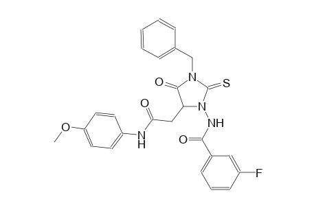 3-Fluoranyl-N-[5-[2-[(4-methoxyphenyl)amino]-2-oxidanylidene-ethyl]-4-oxidanylidene-3-(phenylmethyl)-2-sulfanylidene-imidazolidin-1-yl]benzamide