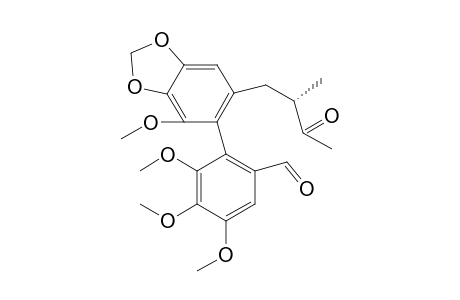 3,4,5-trimethoxy-2-(4-methoxy-6-((S)-2-methyl-3-oxobutyl)benzo[d][1,3]dioxol-5-yl)benzaldehyde
