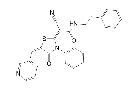 (2E)-2-cyano-2-[(5E)-4-oxo-3-phenyl-5-(3-pyridinylmethylene)-1,3-thiazolidin-2-ylidene]-N-(2-phenylethyl)ethanamide