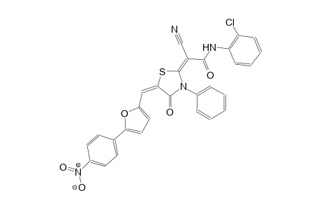(2E)-N-(2-chlorophenyl)-2-cyano-2-((5E)-5-{[5-(4-nitrophenyl)-2-furyl]methylene}-4-oxo-3-phenyl-1,3-thiazolidin-2-ylidene)ethanamide