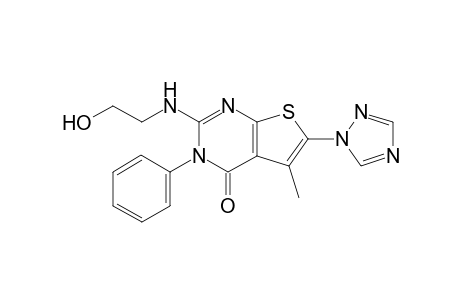 2-(2-Hydroxyethylamino)-5-methyl-3-phenyl-6-(1H-1,2,4-triazol-1-yl)thieno[2,3-d]pyrimidin-4(3H)-one