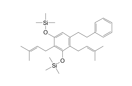 2,4-bis(3-Methylbut-2-enyl)-5-(2-phenylethyl)benzene-1,3-diol, 2tms derivative