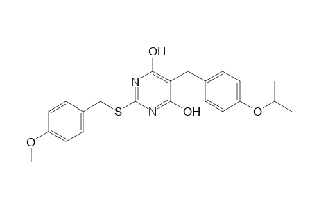 2-[(4-methoxyphenyl)methylsulfanyl]-4-oxidanyl-5-[(4-propan-2-yloxyphenyl)methyl]-1H-pyrimidin-6-one