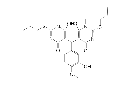 6-hydroxy-5-{(3-hydroxy-4-methoxyphenyl)[6-hydroxy-1-methyl-4-oxo-2-(propylsulfanyl)-1,4-dihydro-5-pyrimidinyl]methyl}-1-methyl-2-(propylsulfanyl)-4(1H)-pyrimidinone
