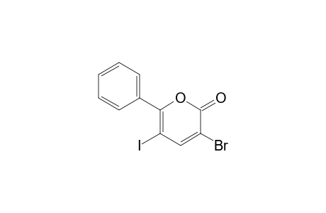 3-Bromanyl-5-iodanyl-6-phenyl-pyran-2-one