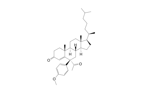 Cholest-4-en-3-one, 6-acetyl-6-(4-methoxyphenyl)-, (6.alpha.)-