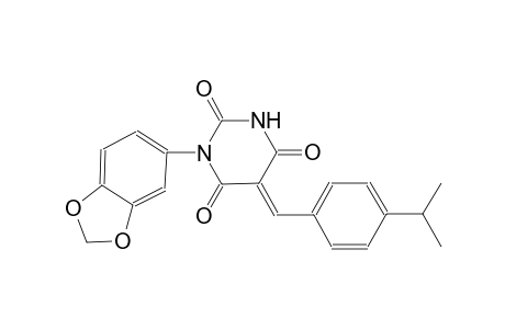 (5E)-1-(1,3-benzodioxol-5-yl)-5-(4-isopropylbenzylidene)-2,4,6(1H,3H,5H)-pyrimidinetrione