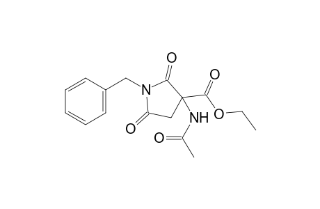 3-acetamido-1-benzyl-2,5-dioxo-3-pyrrolidinecarboxylic acid, ethyl ester