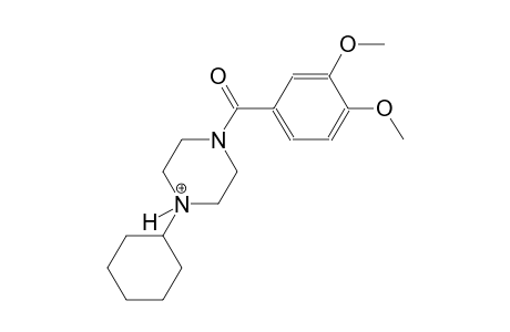 1-cyclohexyl-4-(3,4-dimethoxybenzoyl)piperazin-1-ium