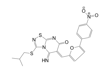 (6Z)-5-imino-3-(isobutylsulfanyl)-6-{[5-(4-nitrophenyl)-2-furyl]methylene}-5,6-dihydro-7H-[1,2,4]thiadiazolo[4,5-a]pyrimidin-7-one