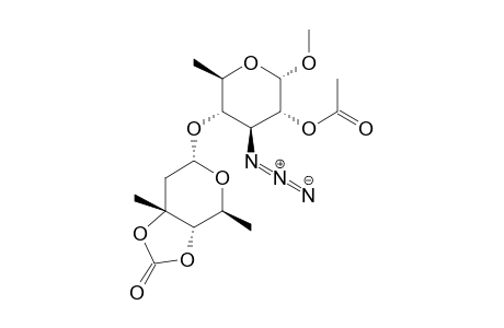 .alpha.-D-Glucopyranoside, methyl 3-azido-4-O-(3,4-O-carbonyl-2,6-dideoxy-3-C-methyl-.beta.-L-ribo-hexo pyranosyl)-3,6-dideoxy-, 2-acetate