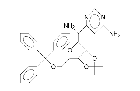 4-Amino-6-([1R]-amino-[2,3-O-isopropylidene-5-O- trityl-B-D-ribofuranosyl]-methyl)-pyrimidine