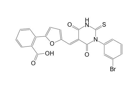 2-{5-[(E)-(1-(3-bromophenyl)-4,6-dioxo-2-thioxotetrahydro-5(2H)-pyrimidinylidene)methyl]-2-furyl}benzoic acid