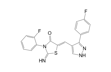 (5Z)-2-azanylidene-3-(2-fluorophenyl)-5-[[5-(4-fluorophenyl)-1H-pyrazol-4-yl]methylidene]-1,3-thiazolidin-4-one