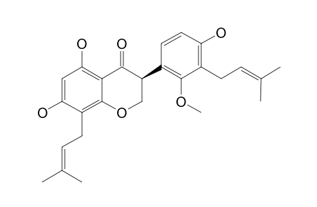 PHYLLANONE-B;5,7-DIHYDROXY-3-[4-HYDROXY-2-METHOXY-3-(3-METHYLBUT-2-ENYL)-PHENYL]-8-(3-METHYLBUT-2-ENYL)-2,3-DIHYDRO-4H-1-BENZOPYRAN-4-ONE