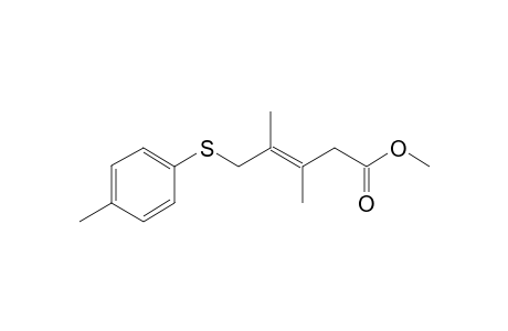 (E)-3,4-Dimthyl-5-(p-tolylmercapto)pent-3-enoic acid methyl ester