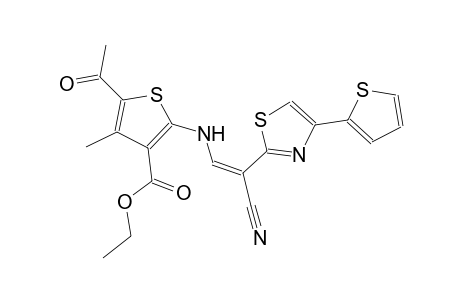 ethyl 5-acetyl-2-({(Z)-2-cyano-2-[4-(2-thienyl)-1,3-thiazol-2-yl]ethenyl}amino)-4-methyl-3-thiophenecarboxylate
