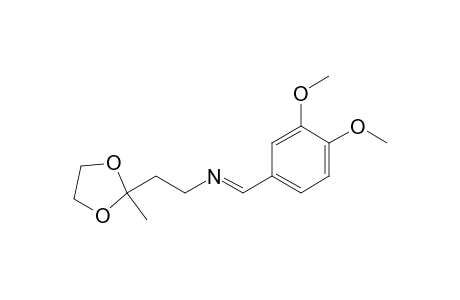 1,3-Dioxolane-2-ethanamine, N-[(3,4-dimethoxyphenyl)methylene]-2-methyl-