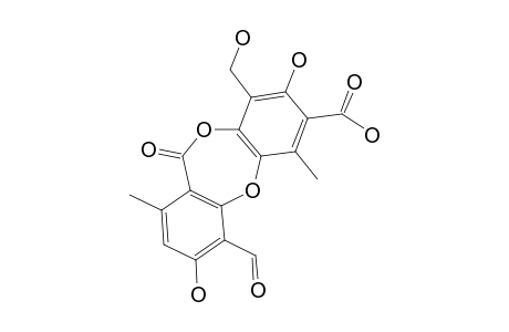 PROTOCETRARIC-ACID;4-FORMYL-3,8-DIHYDROXY-9-(HYDROXYMETHYL)-1,6-DIMETHYL-11-OXO-11H-DIBENZO-[B,E]-[1,4]-DIOXEPINE-7-CARBOXYLIC-ACID