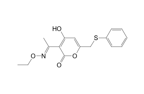 2H-Pyran-2-one, 3-[1-(ethoxyimino)ethyl]-4-hydroxy-6-[(phenylthio)methyl]-