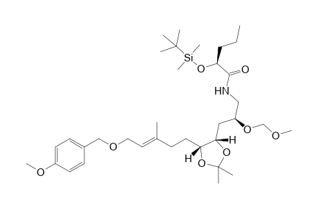 2-[(t-Butyldimethylsilyl)oxy]pentanoyl [3'-[2",2"-dimethyl-5"-[5"'-(4-methoxybenzyloxy)-3"'-methylpent-3''-enyl]-[1",3"]-dioxolan-4"-yl}-2'-[(methoxy)methoxypropyl)-amide