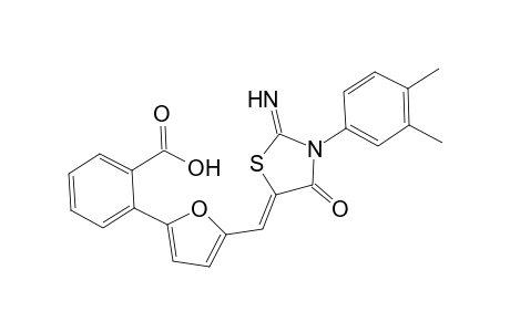 2-[5-[(Z)-[2-azanylidene-3-(3,4-dimethylphenyl)-4-oxidanylidene-1,3-thiazolidin-5-ylidene]methyl]furan-2-yl]benzoic acid