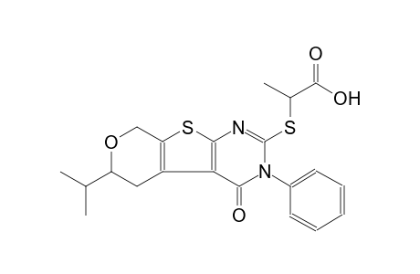 2-[(6-isopropyl-4-oxo-3-phenyl-3,5,6,8-tetrahydro-4H-pyrano[4',3':4,5]thieno[2,3-d]pyrimidin-2-yl)sulfanyl]propanoic acid