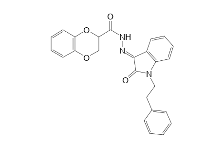 1,4-Benzodioxin-2-carboxylic acid, 2,3-dihydro-, N'-[1,2-dihydro-2-oxo-1-(2-phenylethyl)-3H-indol-3-yliden]hydrazide