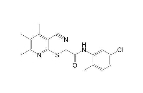 N-(5-chloranyl-2-methyl-phenyl)-2-(3-cyano-4,5,6-trimethyl-pyridin-2-yl)sulfanyl-ethanamide
