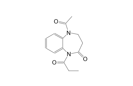 2H-1,5-benzodiazepin-2-one, 5-acetyl-1,3,4,5-tetrahydro-1-(1-oxopropyl)-