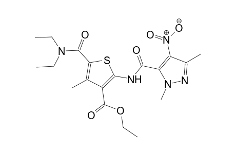 ethyl 5-[(diethylamino)carbonyl]-2-{[(1,3-dimethyl-4-nitro-1H-pyrazol-5-yl)carbonyl]amino}-4-methyl-3-thiophenecarboxylate