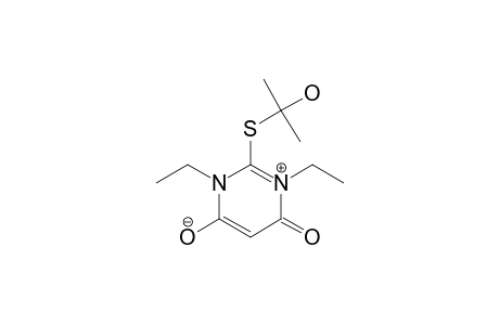 1,3-diethyl-2-[(1-hydroxy-1-methyl-ethyl)thio]-6-keto-pyrimidin-3-ium-4-olate