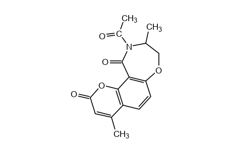 2-acetyl-3,4-dihydro-3,8-dimethyl-1H,10H-pyrano[2,3-g]-1,4-benzoxazepine-1,10-dione