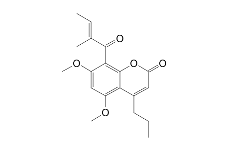 5,7-dimethoxy-8-[(E)-2-methylbut-2-enoyl]-4-propyl-coumarin