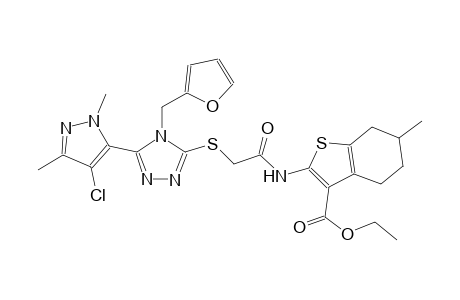 ethyl 2-[({[5-(4-chloro-1,3-dimethyl-1H-pyrazol-5-yl)-4-(2-furylmethyl)-4H-1,2,4-triazol-3-yl]sulfanyl}acetyl)amino]-6-methyl-4,5,6,7-tetrahydro-1-benzothiophene-3-carboxylate
