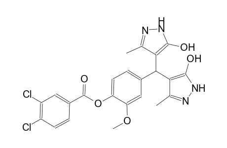 4-[bis(5-hydroxy-3-methyl-1H-pyrazol-4-yl)methyl]-2-methoxyphenyl 3,4-dichlorobenzoate