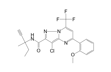 3-Chloranyl-5-(2-methoxyphenyl)-N-(3-methylpent-1-yn-3-yl)-7-(trifluoromethyl)pyrazolo[1,5-a]pyrimidine-2-carboxamide