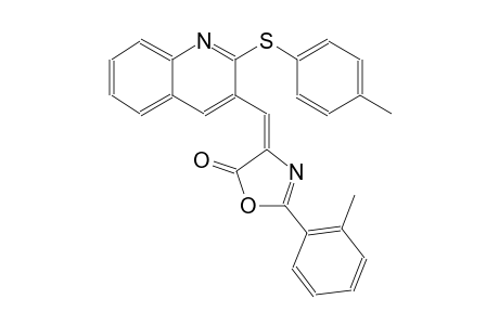 5(4H)-oxazolone, 2-(2-methylphenyl)-4-[[2-[(4-methylphenyl)thio]-3-quinolinyl]methylene]-, (4E)-