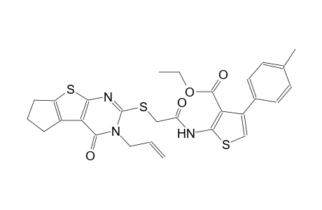 3-thiophenecarboxylic acid, 4-(4-methylphenyl)-2-[[[[3,5,6,7-tetrahydro-4-oxo-3-(2-propenyl)-4H-cyclopenta[4,5]thieno[2,3-d]pyrimidin-2-yl]thio]acetyl]amino]-, ethyl ester
