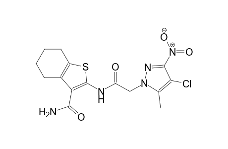 2-{[(4-chloro-5-methyl-3-nitro-1H-pyrazol-1-yl)acetyl]amino}-4,5,6,7-tetrahydro-1-benzothiophene-3-carboxamide