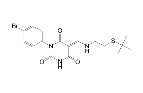 2,4,6(1H,3H,5H)-pyrimidinetrione, 1-(4-bromophenyl)-5-[[[2-[(1,1-dimethylethyl)thio]ethyl]amino]methylene]-, (5E)-