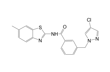3-[(4-chloro-1H-pyrazol-1-yl)methyl]-N-(6-methyl-1,3-benzothiazol-2-yl)benzamide
