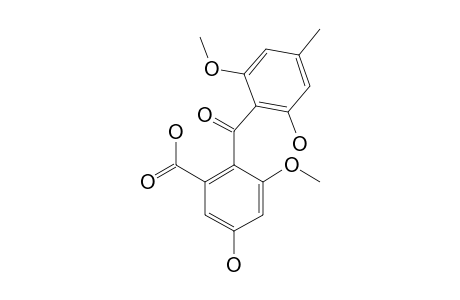 RHIZOCTONIC_ACID;5-HYDROXY-2-(2-HYDROXY-6-METHOXY-4-METHYLBENZOYL)-3-METHOXYBENZOIC_ACID